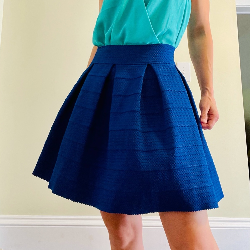Structured, flirty, textured Royal blue skirt
